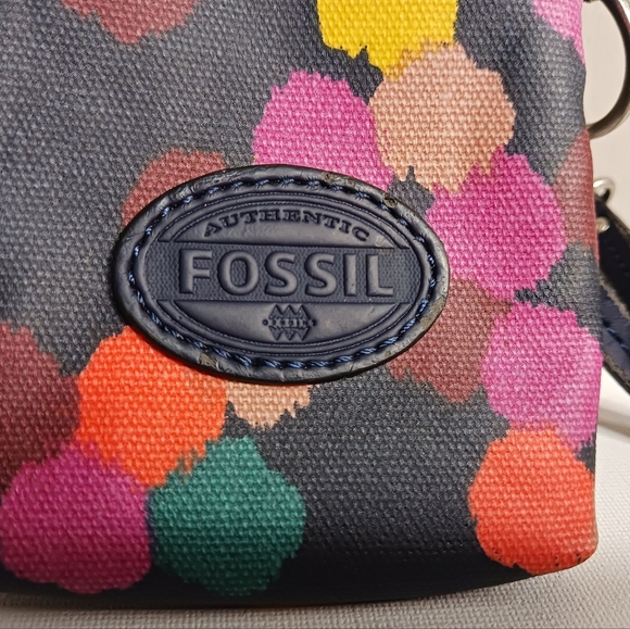 Fossil Navy and colorful dot pattern authentic clutch wristlet wallet - Picture 5 of 6